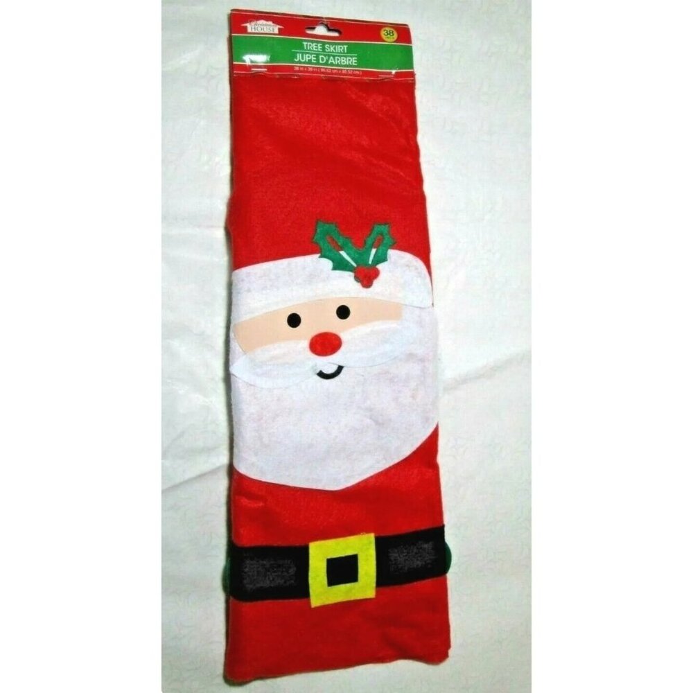 Christmas Tree Skirt Santa Ref Felt Round 38 In. Holiday Decor NWT